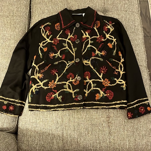 EUC Vintage Units Retro Embroidered Silk Blend Jacket Size Small - Picture 1 of 4